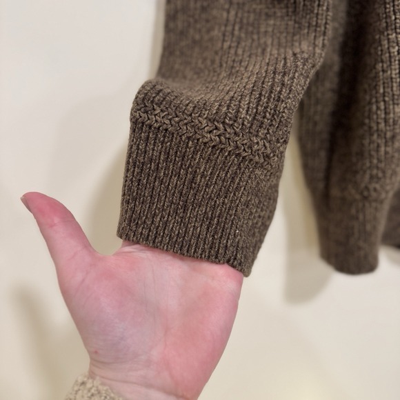 Eddie Bauer 1/4 Button Sweater Brown Chunky Knit Henley Fisherman Outdoor Tall L - Picture 13 of 16